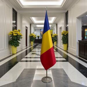 Bannière Roumanie pour socle en inox de cérémonie