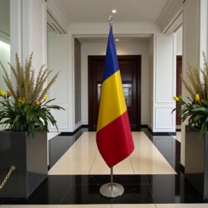 Bannière Roumanie pour socle en inox antidérapant