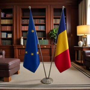 Drapeau Roumanie pour socle en inox classique