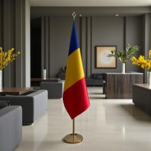 drapeau Roumanie avec socle