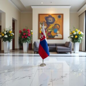 drapeau Slovaquie avec socle