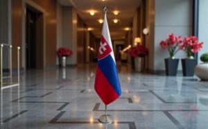 drapeau Slovaquie avec socle