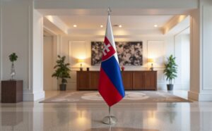 drapeau Slovaquie avec socle