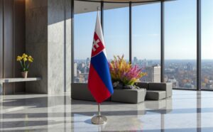 drapeau Slovaquie avec socle