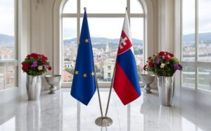 drapeau Slovaquie avec pied