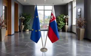 drapeau Slovaquie sur pied