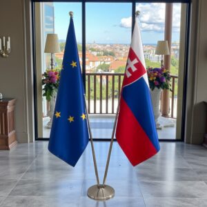 drapeau Slovaquie sur pied