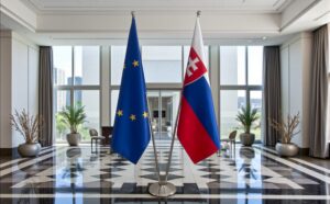 drapeau Slovaquie sur pied