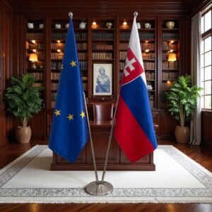 drapeau Slovaquie sur pied