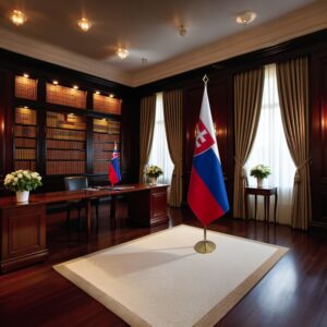 drapeau Slovaquie avec socle