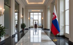 drapeau Slovaquie avec socle