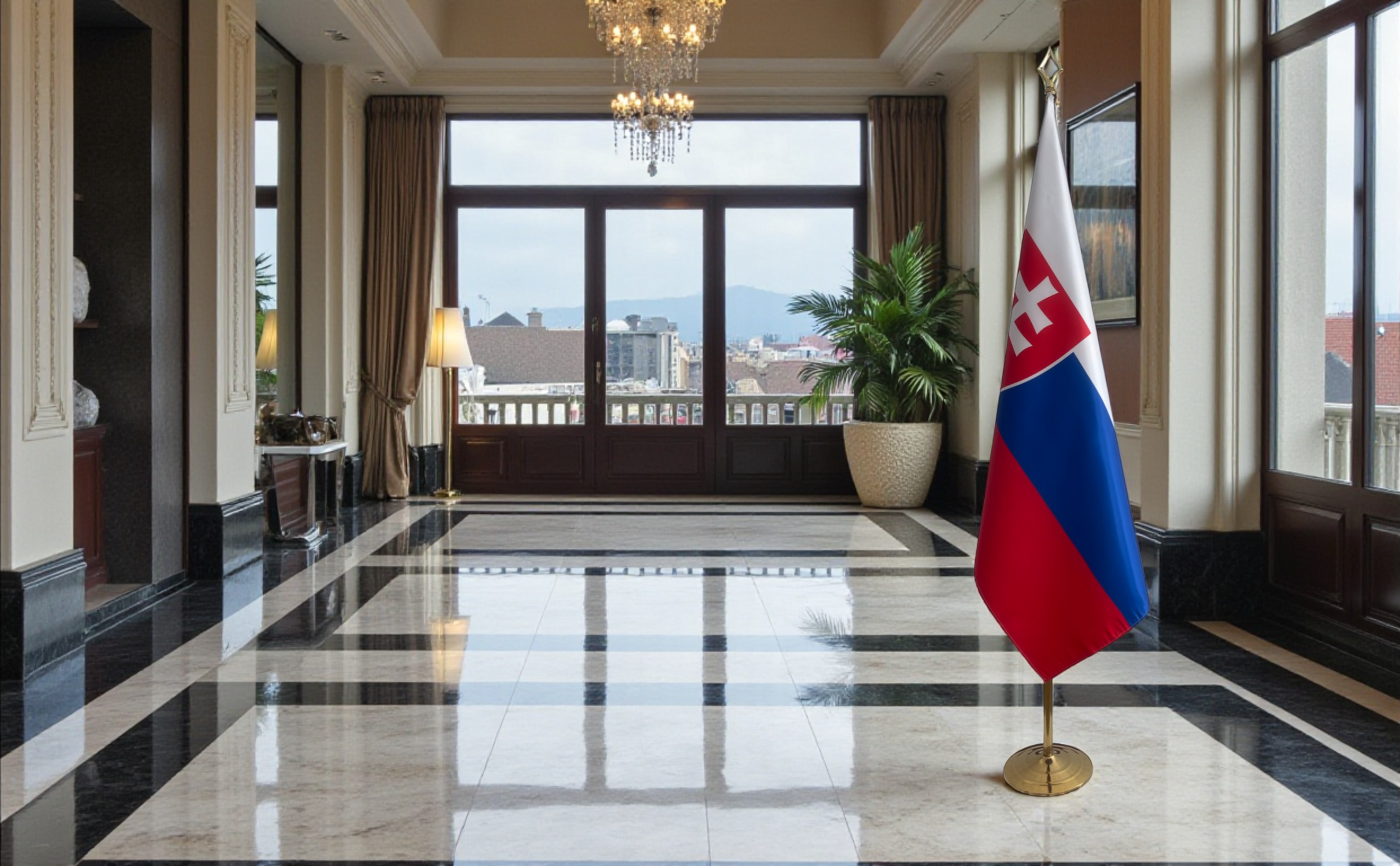 drapeau Slovaquie avec socle