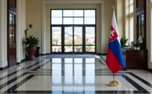 drapeau Slovaquie avec socle