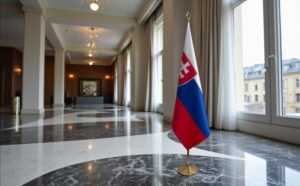 drapeau Slovaquie avec socle