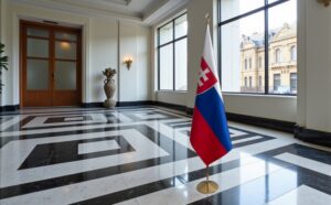 drapeau Slovaquie avec socle