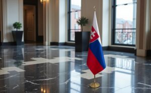 drapeau Slovaquie avec socle