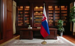 drapeau Slovaquie avec socle