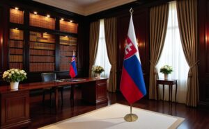 drapeau Slovaquie avec socle