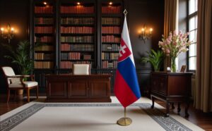 drapeau Slovaquie avec socle