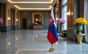 drapeau Slovaquie avec socle