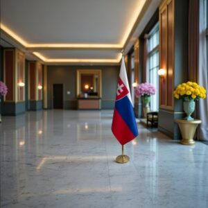 drapeau Slovaquie avec socle