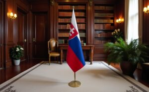 drapeau Slovaquie avec socle