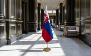 drapeau Slovaquie avec socle