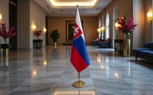 drapeau Slovaquie avec socle