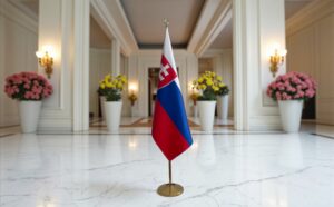 drapeau Slovaquie avec socle