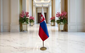 drapeau Slovaquie avec socle