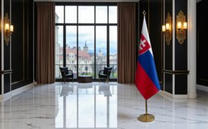 drapeau Slovaquie avec socle