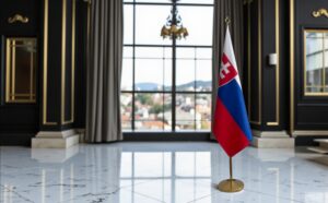 drapeau Slovaquie avec socle