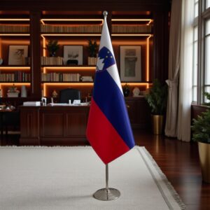 Drapeau slovenie avec socle en marbre professionnel