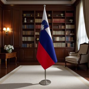 Drapeau Slovenie avec socle en aluminium de protocole
