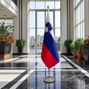 base drapeau Slovenie avec socle en inox brossé antidérapant