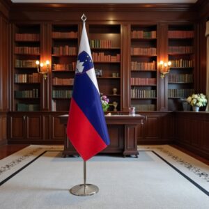 base drapeau Slovenie avec socle en inox brossé stable
