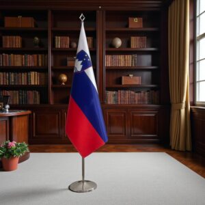 base drapeau Slovenie avec socle en inox brossé institutionnel