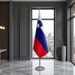 base drapeau Slovenie avec socle en inox noire représentatif