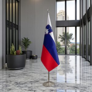 base drapeau Slovenie avec socle en inox noire officiel