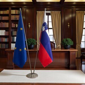 base drapeau Slovenie avec socle en inox noire élégant