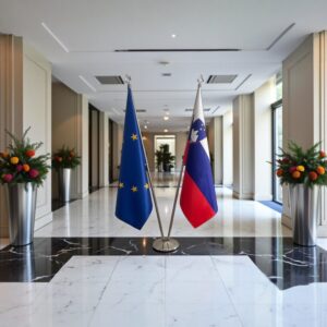 Pavillon Slovenie et socle en marbre design