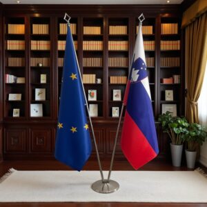 Pavillon Slovenie et socle en marbre représentatif