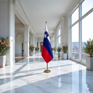 Bannière Slovenie et socle en marbre antidérapant