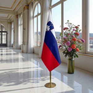 Bannière Slovenie avec socle en granit de protocole