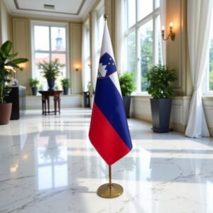 Bannière Slovenie avec socle en granit professionnel