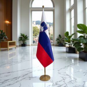 Drapeau Slovenie avec socle en inox officiel