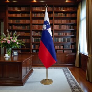 Drapeau Slovenie avec socle en inox classique