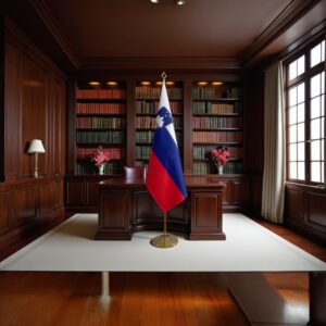 Drapeau Slovenie avec socle en inox de qualité