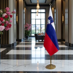 Drapeau Slovenie avec socle en inox antidérapant