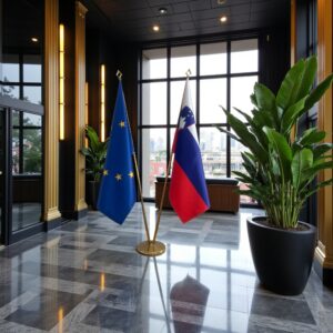 Pavillon Slovenie avec socle en marbre lourd